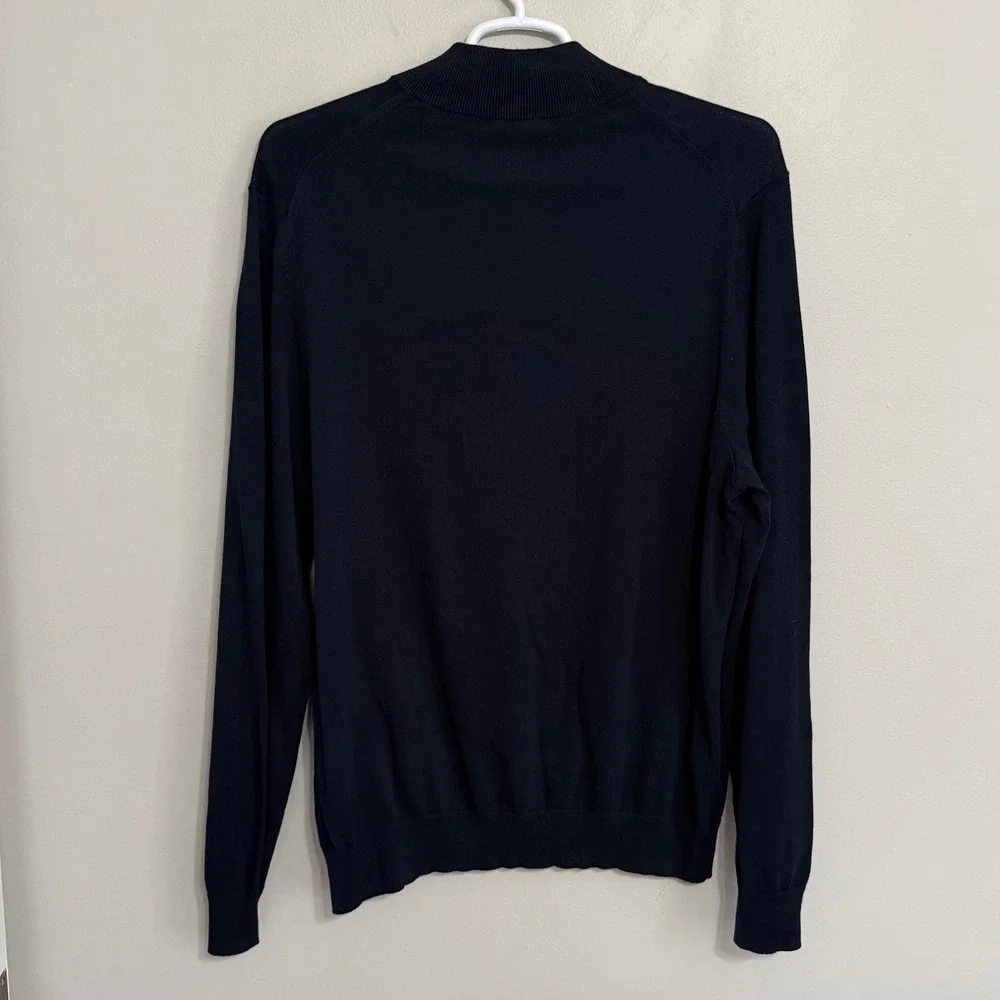 NEW Jos A Bank Mens 2XL Navy Blue Tailored Fit Pima Cotton 1/4 Zip Sweater